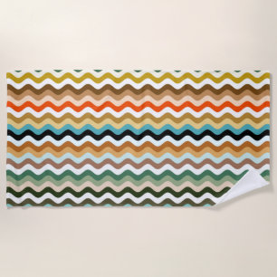 Toalla De Playa Patrón multicolor ondulado ondulado Zigzag