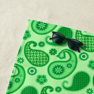 Toalla De Playa Patrón Paisley, Jade y verde esmeralda