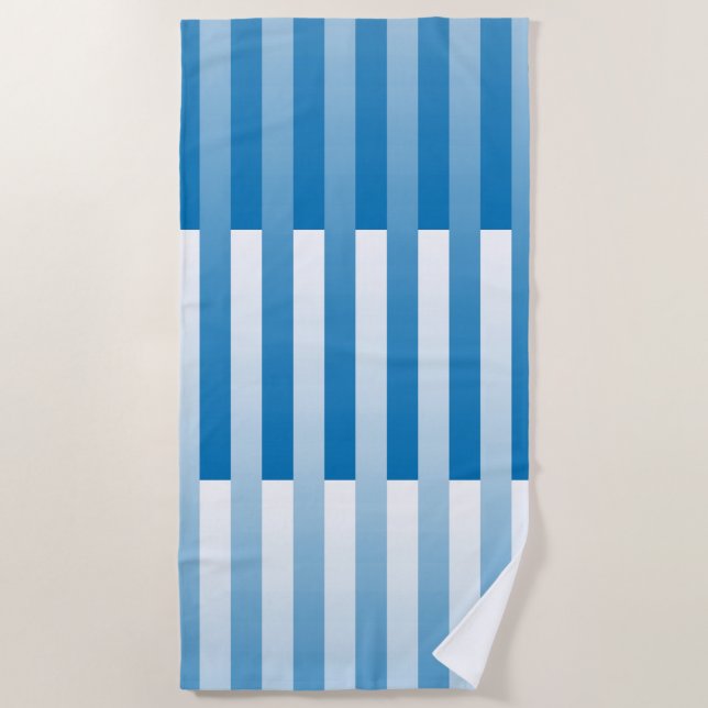 Toalla De Playa Patrón rayado azul blanco (Anverso)