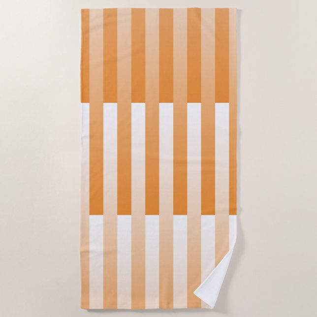 Toalla De Playa Patrón rayado blanco naranja (Anverso)