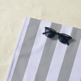 Toalla De Playa Patrón rayado en gris y lavanda