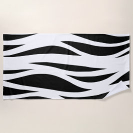 Toalla De Playa Patrón rayado negro y blanco
