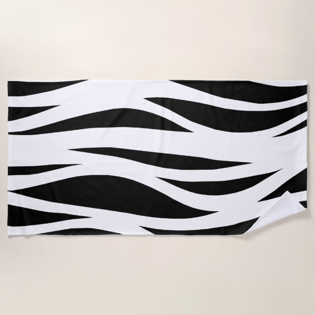 Toalla De Playa Patrón rayado negro y blanco (Anverso)