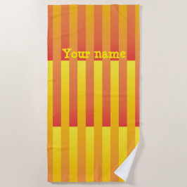 Toalla De Playa Patrón rayado personalizado amarillo naranja