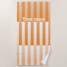 Toalla De Playa Patrón rayado personalizado de blanco naranja