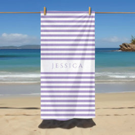 Toalla De Playa Patrón rayado púrpura personalizado moderno