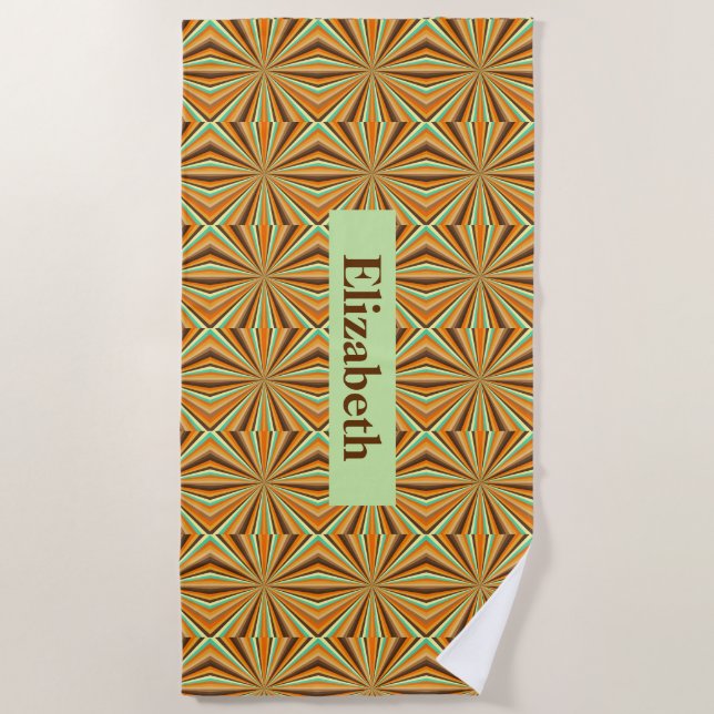 Toalla De Playa Patrón Retro Personalizado Moderno (Anverso)
