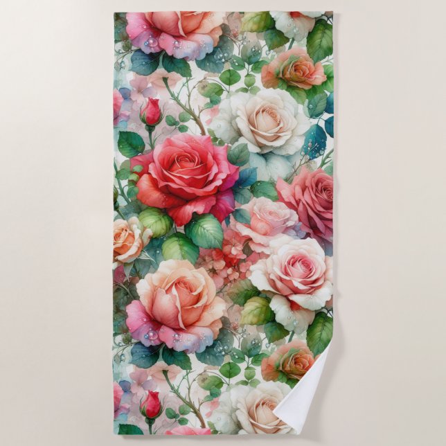 Toalla De Playa Patrón Rosa caprichoso (Anverso)