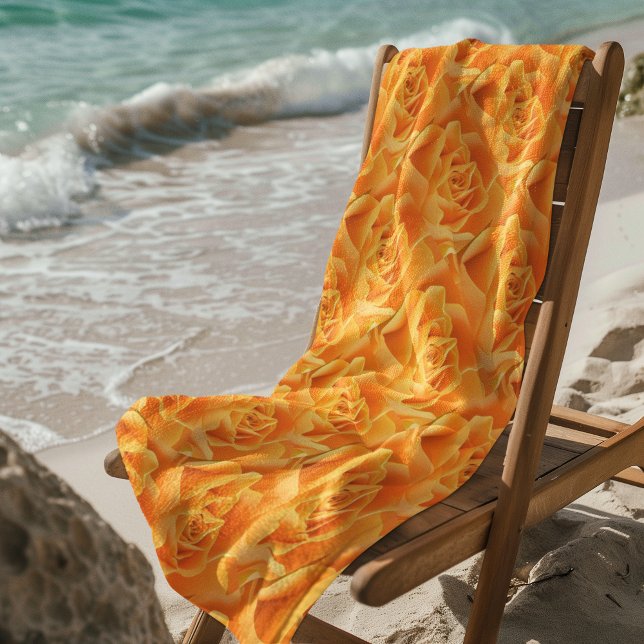 Toalla De Playa Patrón Rosa naranja (Custom Beach Towel, Add Artwork or Photo, ZSSPG Beach Towel)
