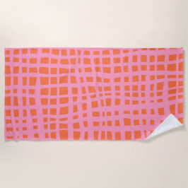 Toalla De Playa Patrón rosa naranja pastel retro