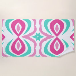 Toalla De Playa Patrón rosa y Verde azulado