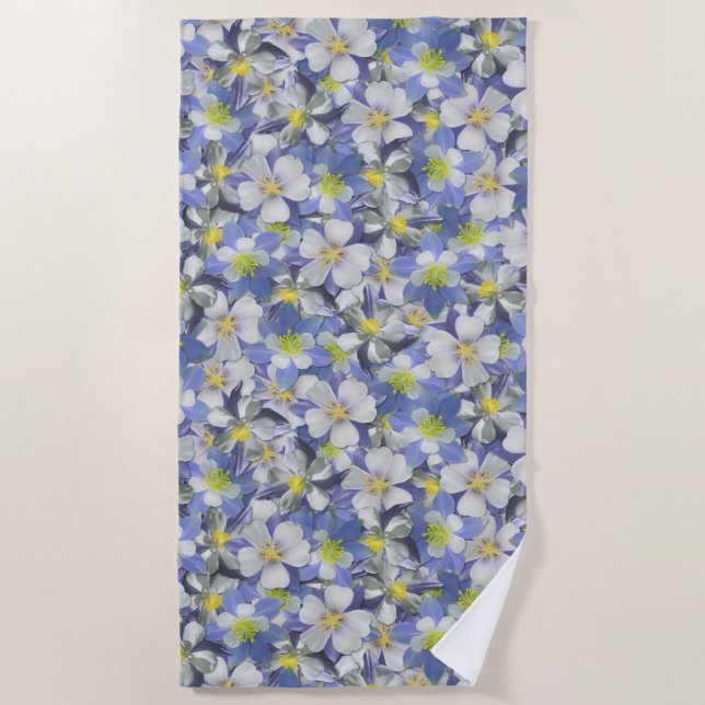Toalla De Playa Patrón sin costura de Columbines (Anverso)