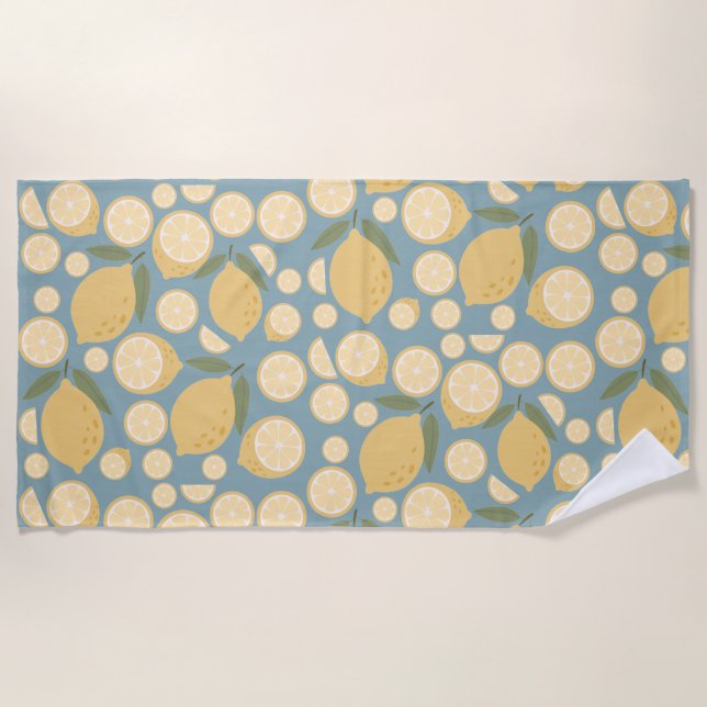 Toalla De Playa Patrón sin foco de limón amarillo (Anverso)