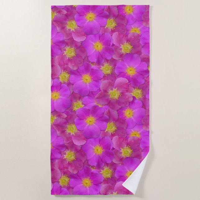 Toalla De Playa Patrón sin soldadura de Rosa salvaje (Anverso)