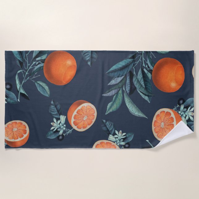 Toalla De Playa Patrón VI de limón y hoja (Anverso)