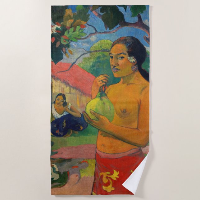 Toalla De Playa Paul Gauguin - Mujer sosteniendo un fruto (Anverso)