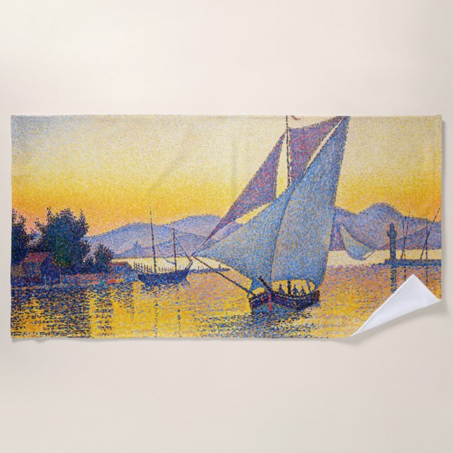 Toalla De Playa Paul Signac - El puerto al atardecer, Opus 236 (Anverso)