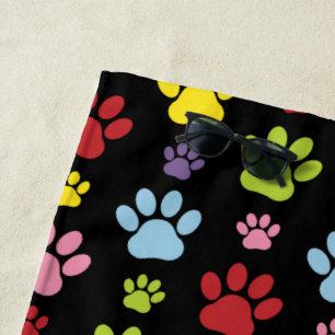 Toalla De Playa Paws coloridos, Patrón de pata, Impresiones de pat