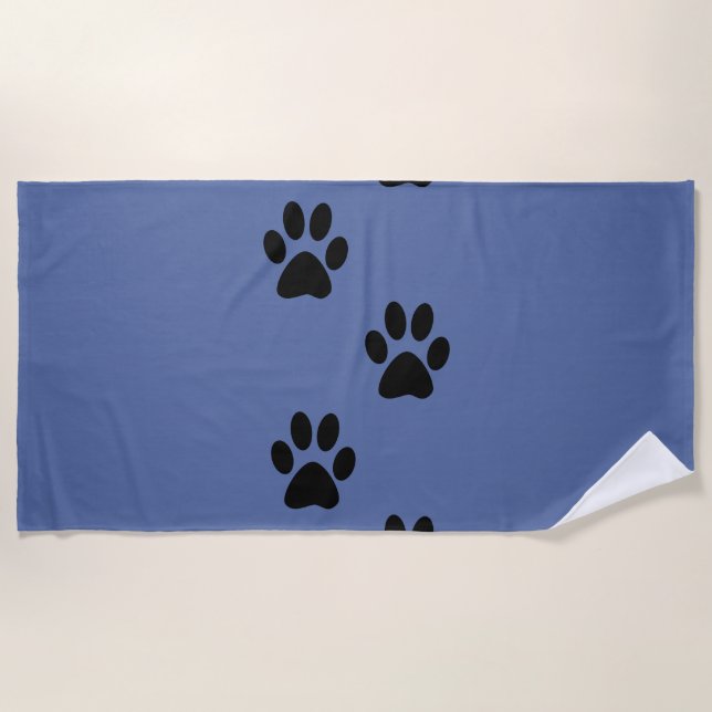 Toalla De Playa Paws prints black and blue (Anverso)