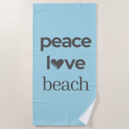 Toalla De Playa Paz Amor Playa Costera Océano Azul Gráfica Impresa