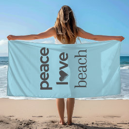Toalla De Playa Paz Amor Playa Costera Océano Azul Gráfica Impresa