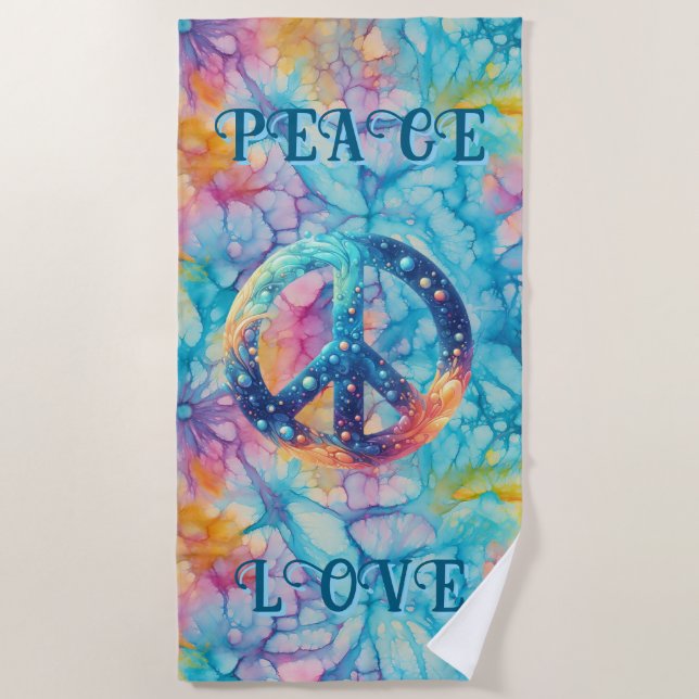 Toalla De Playa Paz Amor Tie-Dye (Anverso)