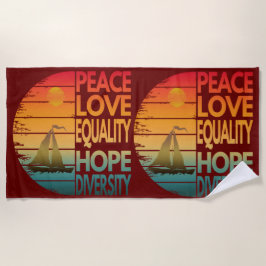 TOALLA DE PLAYA PEACE LOVE EQUALITY DIVERSIDAD