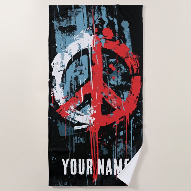 Toalla De Playa Peace Symbol Graffiti Street Art (Anverso)