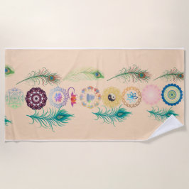 Toalla De Playa Peacock Feather Serenity: Mandala Beach Towel