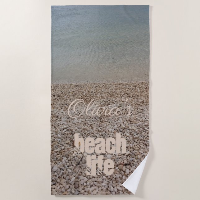 Toalla De Playa Pebble Beach Life Photography Ocean Add Text (Anverso)