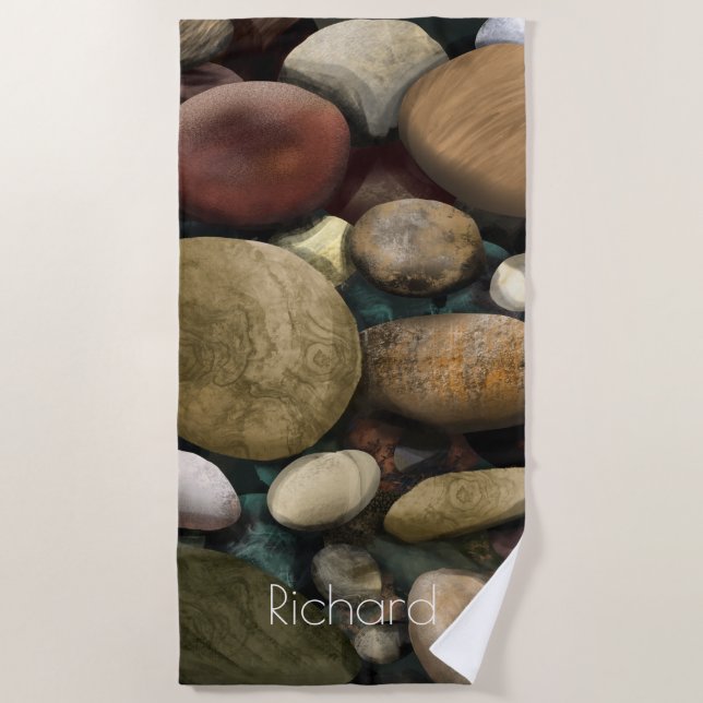 Toalla De Playa Pebbles y nombre (Anverso)