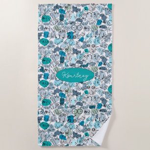 Toalla De Playa pecho azul pastel