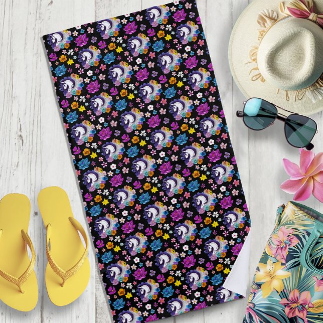 Toalla De Playa Pegasus Black Floral (Subido por el creador)