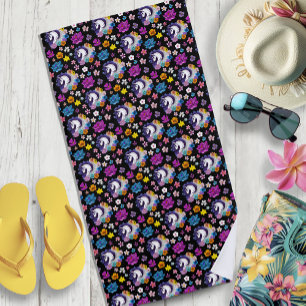 Toalla De Playa Pegasus Floral Negro