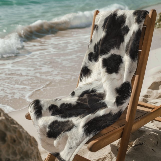 Toalla De Playa Pelo de vaca negro con manchas blancas (Subido por el creador)
