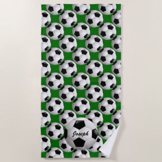 Toalla De Playa Pelota de fútbol personalizada en patrón de fútbol