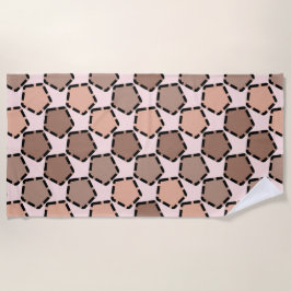 Toalla De Playa Pentágonos marrones simétricos con bordes trazados