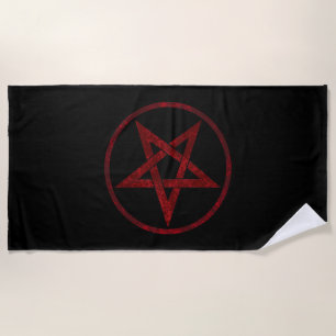 Toalla De Playa Pentagram del diablo Rojo