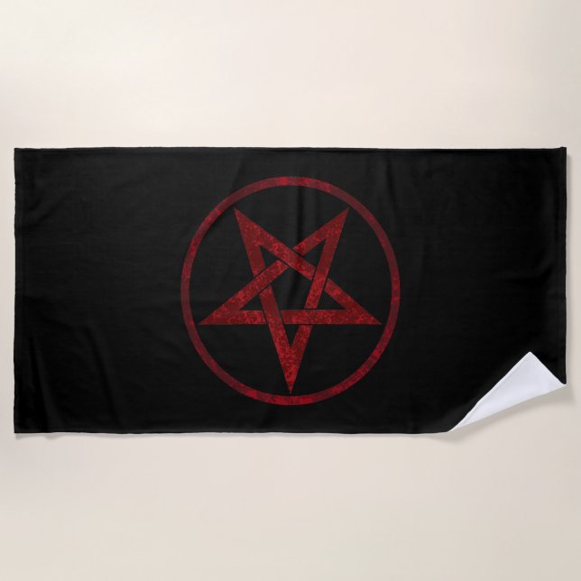 Toalla De Playa Pentagram del diablo Rojo (Anverso)