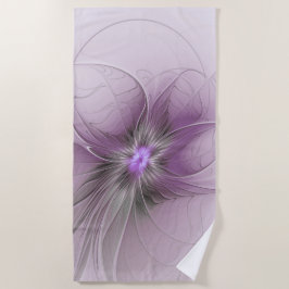 Toalla De Playa Pequeña belleza arte floral fractal gris mauve mod