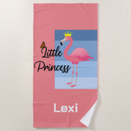 Toalla De Playa Pequeña Princesa de diseño de flamenco rosa - Beac
