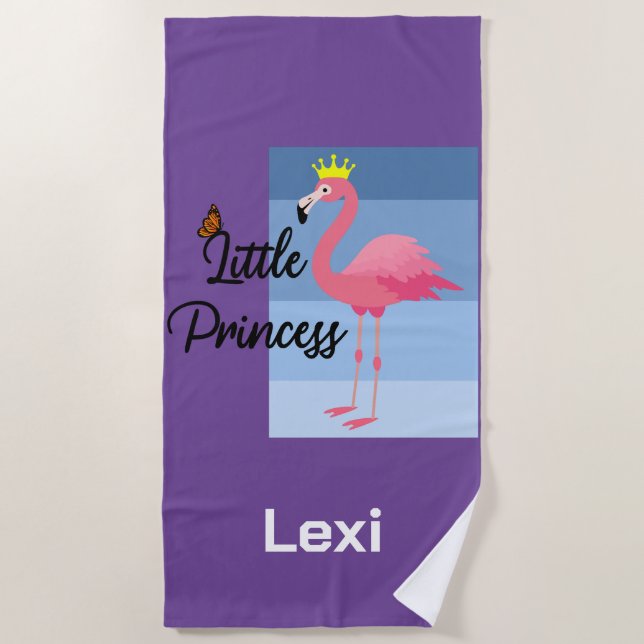 Toalla De Playa Pequeña Princesa de diseño de flamenco rosa - Beac (Anverso)