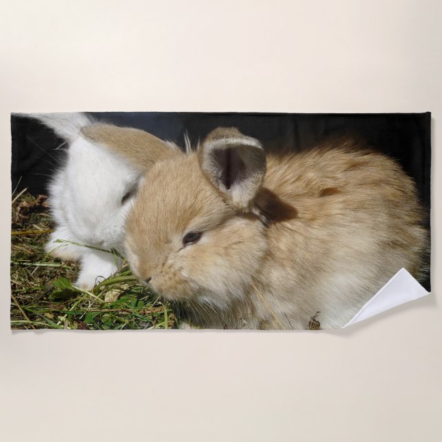 Toalla De Playa Pequeños conejitos esponjosos (Anverso)