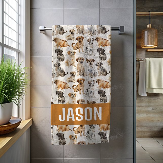 Toalla De Playa Perritos adorables de acuarela (Subido por el creador)