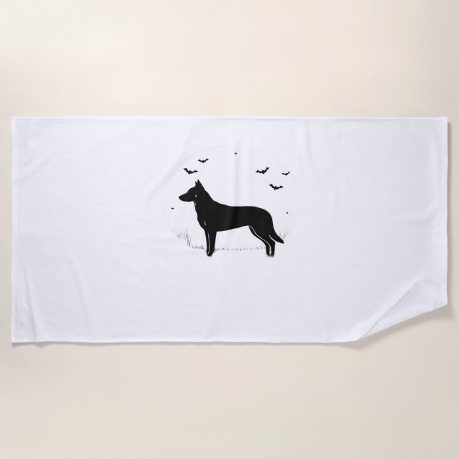 Toalla De Playa Perro Beauceron - Halloween Moon Silhouette Classi (Anverso)