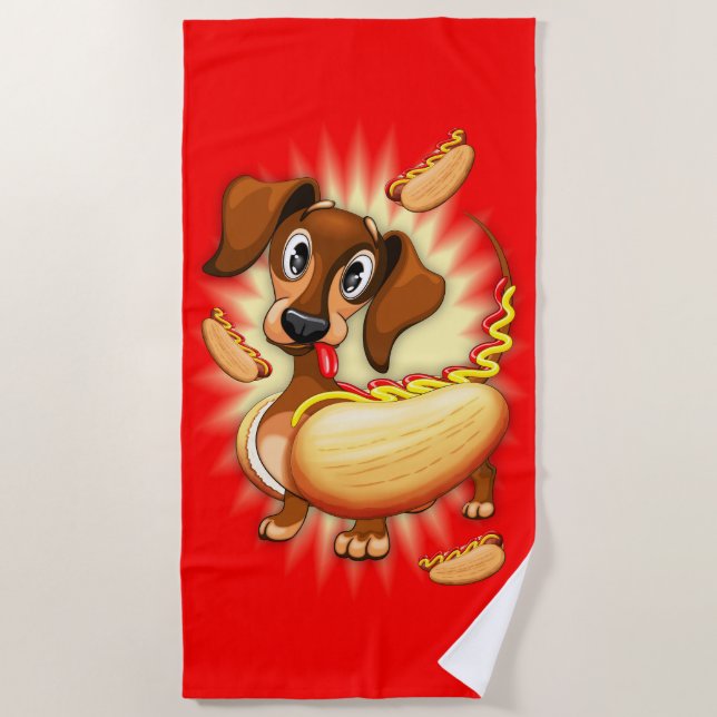 Toalla De Playa Perro caliente de Dachshund (Anverso)