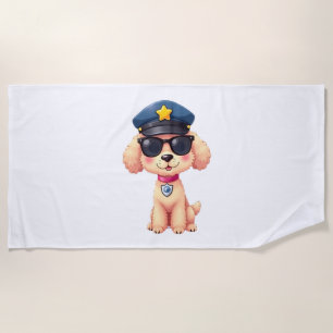 Toalla De Playa Perro Caniche Policía Anime Chibi