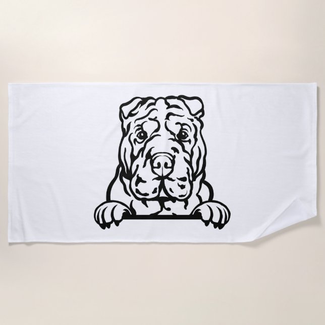 Toalla De Playa Perro chino Shar Pei (Anverso)