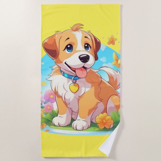 Toalla De Playa Perro de cachorro (Anverso)