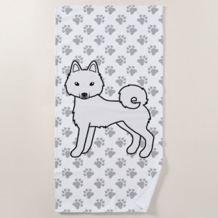 Toalla De Playa Perro de dibujos animados Klee Kai de Alaska blanc